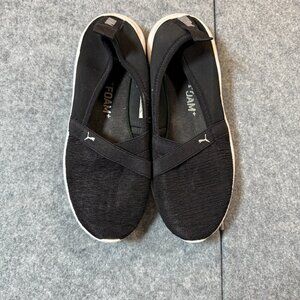Puma Adelina 369621-01 Womens US 8.5 Sneakers Black Logo Slip On Casual Shoes